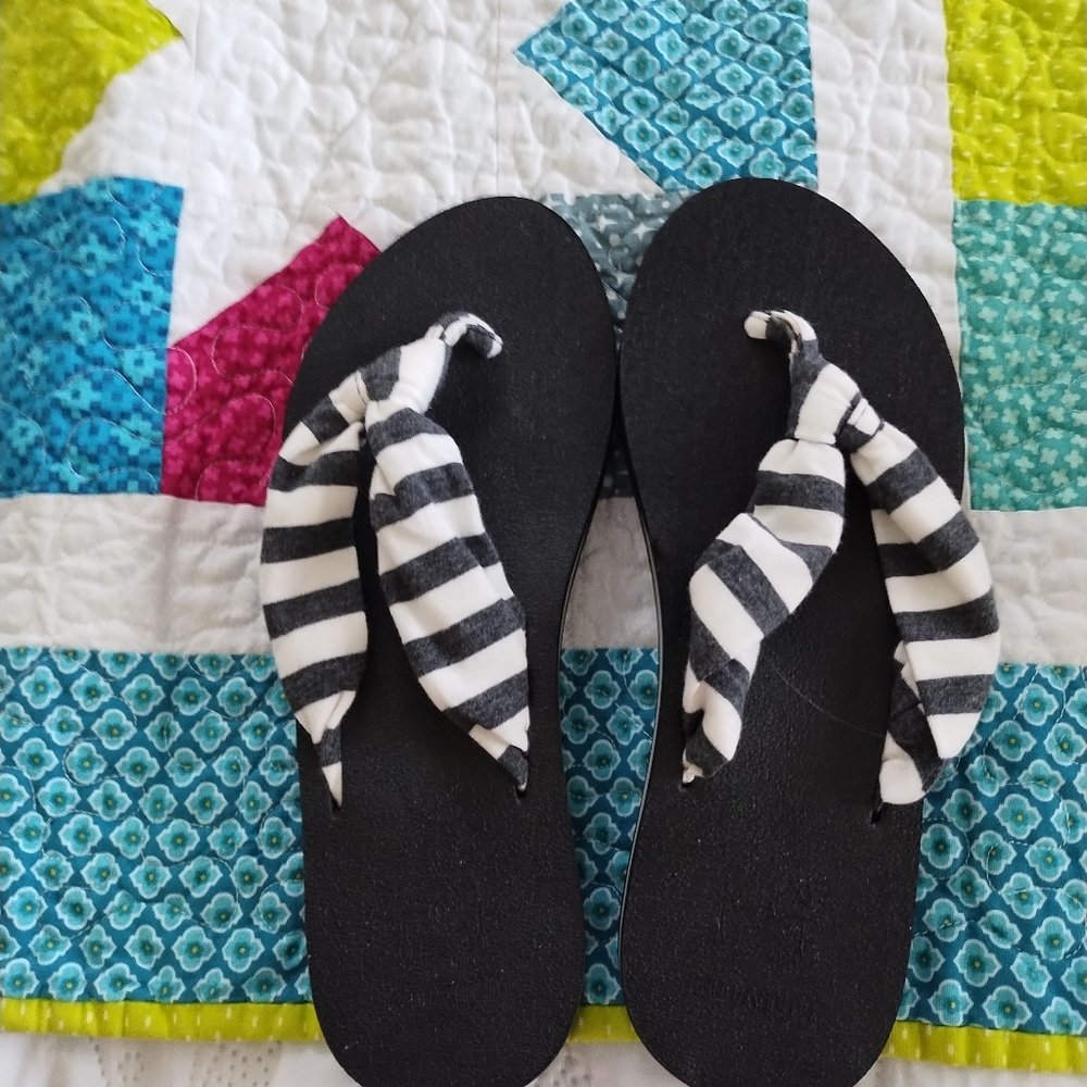 Striped Black and White Women's Sandals